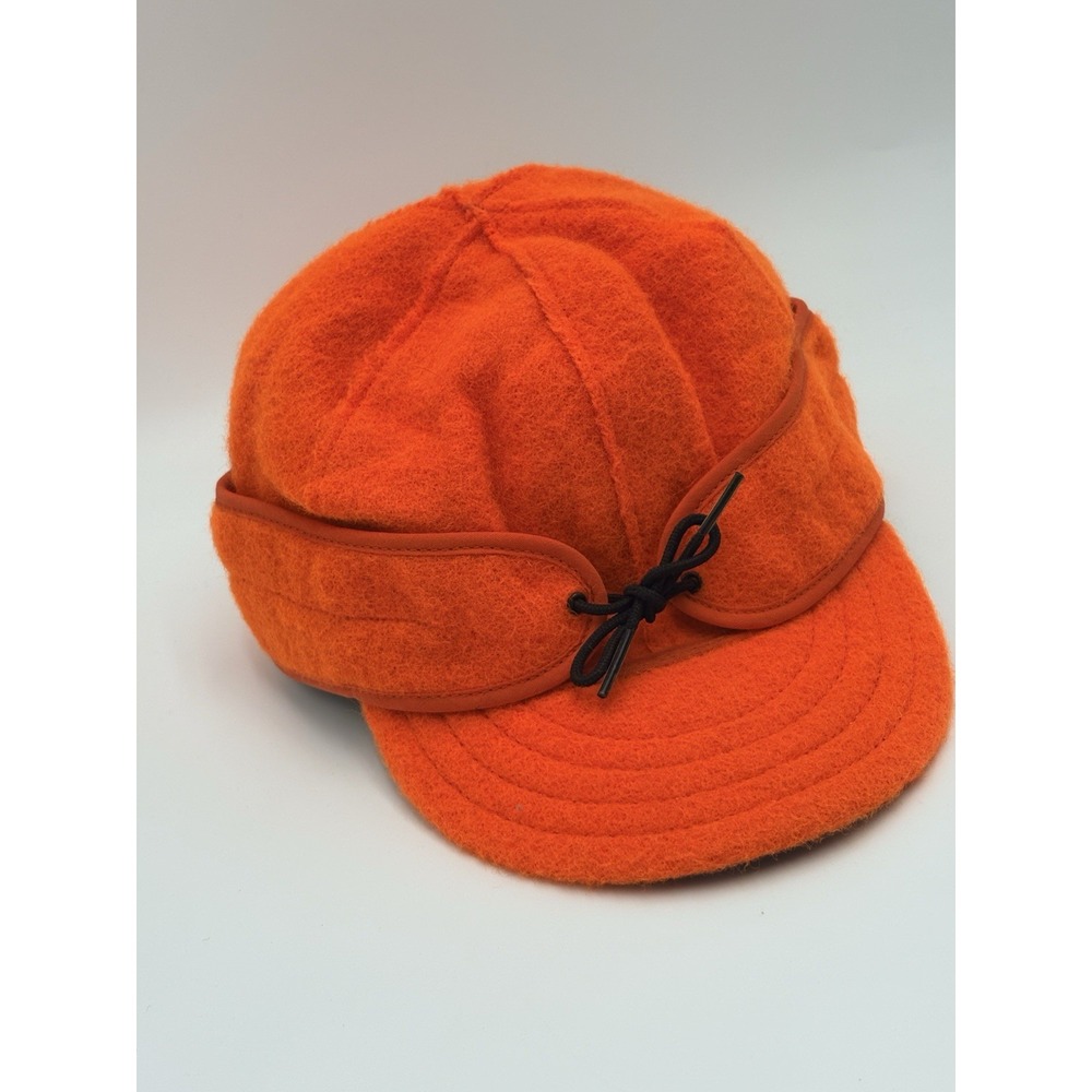 Stormy Kromer Orange Wool Cap Hat Size 7 1/2 USA Made Hunting Blaze